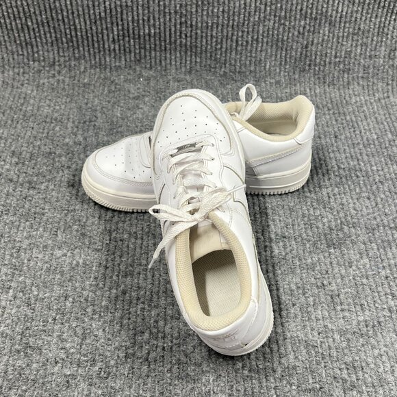 Nike Air Force 1 Kids 6Y White on White Leather Sneakers Low-Top Lace-Up Shoes - Picture 11 of 16